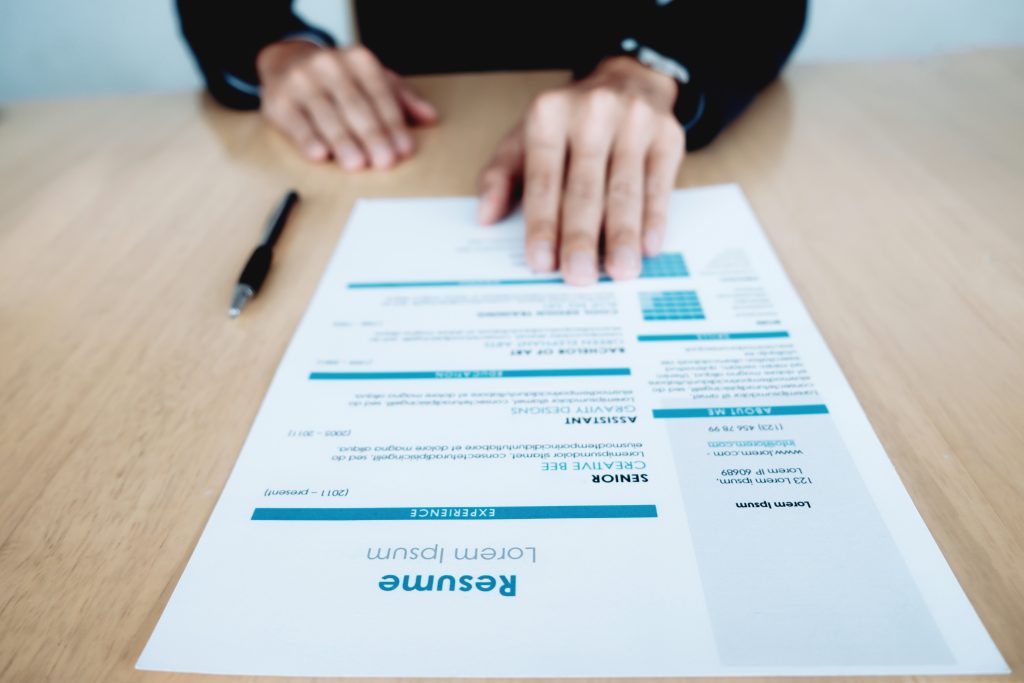 Resume.Job search and job interview concept idea.