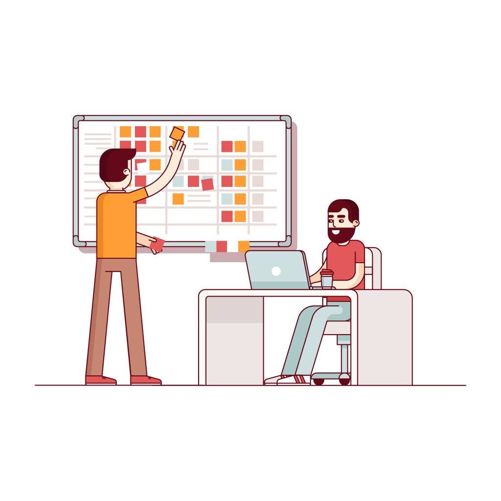 Two developers planning their work skill test