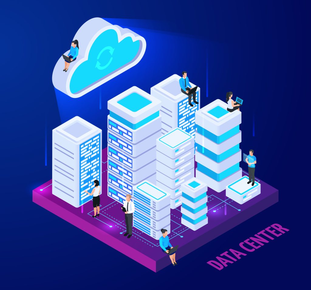 Data Center Isometric Composition cloud computing skill