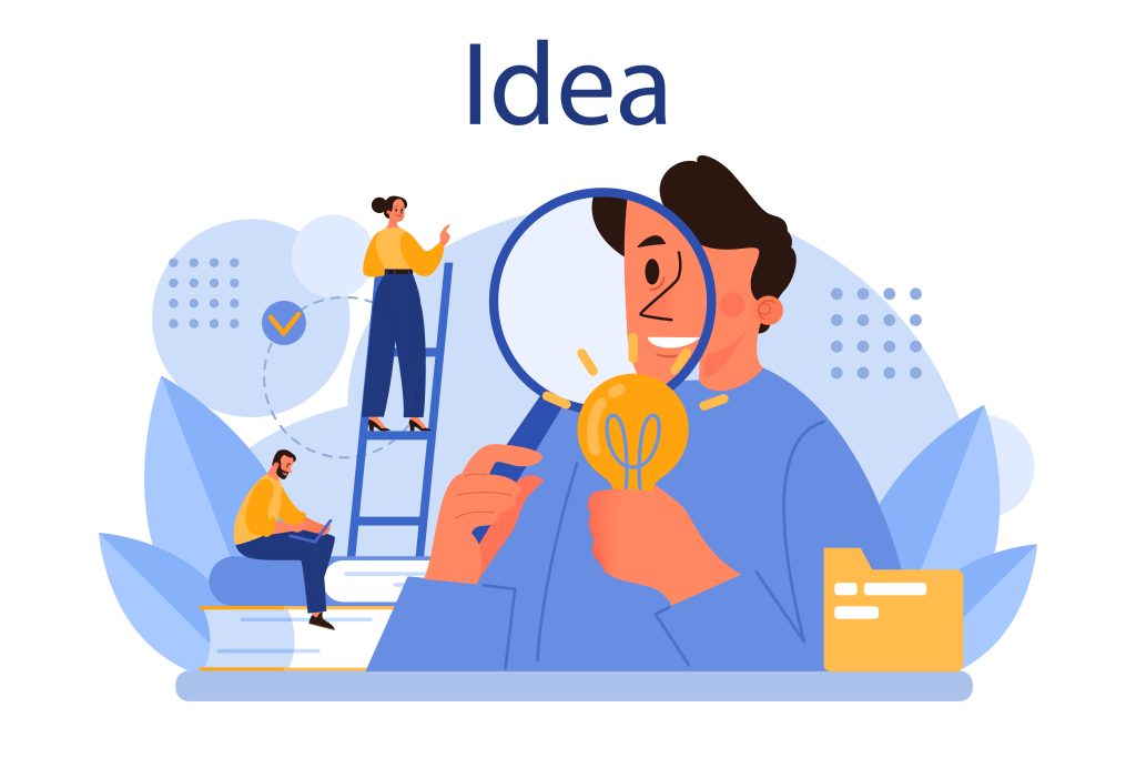 Idea concept. Creative innovation or business solution generation. identify your interest